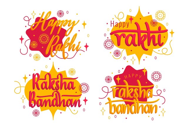 Lettering raksha bandhan badges