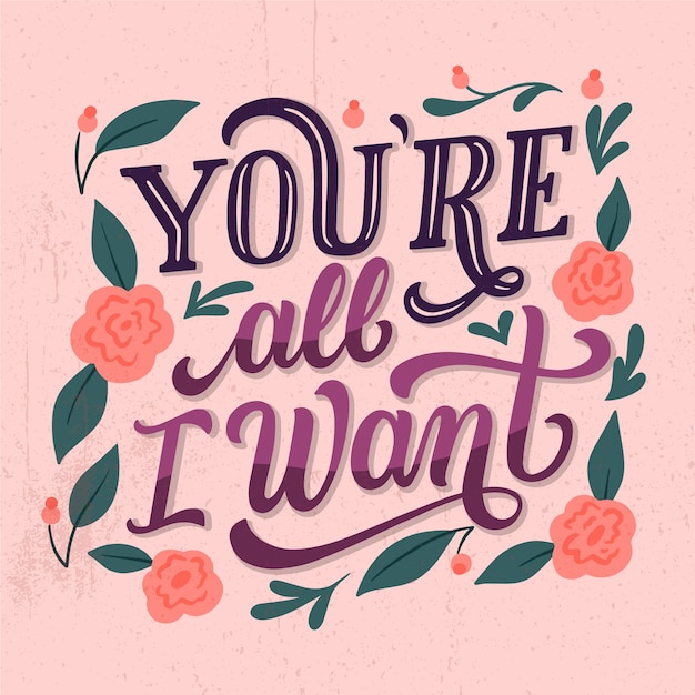 Lettering romantic love