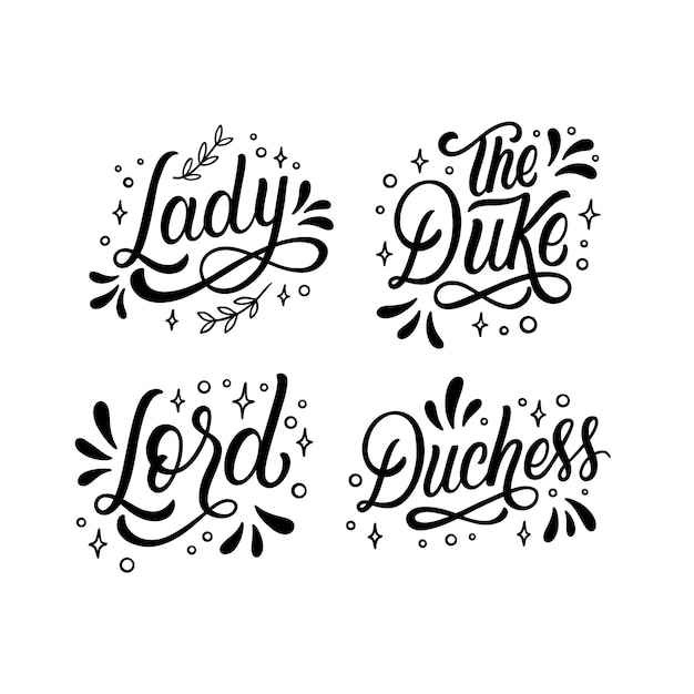 Free Vector lettering royal family stickers collection