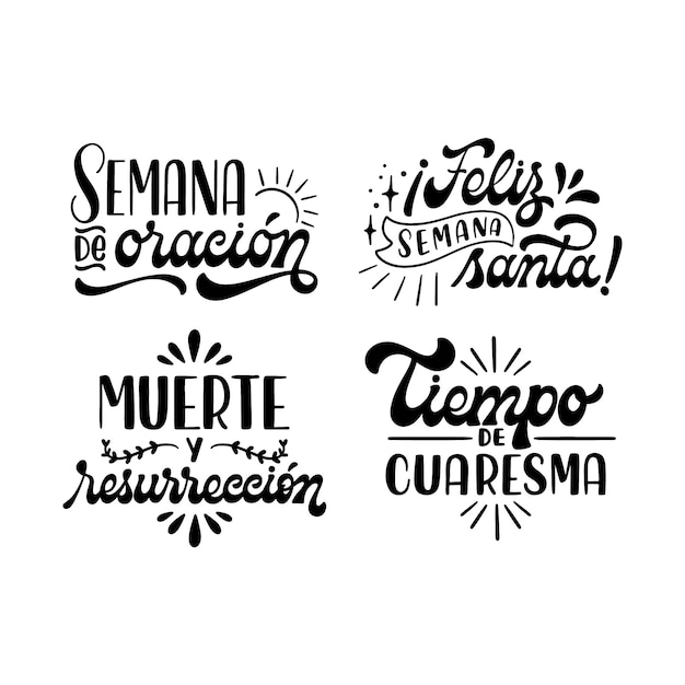 Free Vector lettering semana santa stickers collection