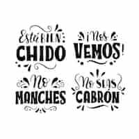 Free vector lettering spanish words and phrases stickers collection