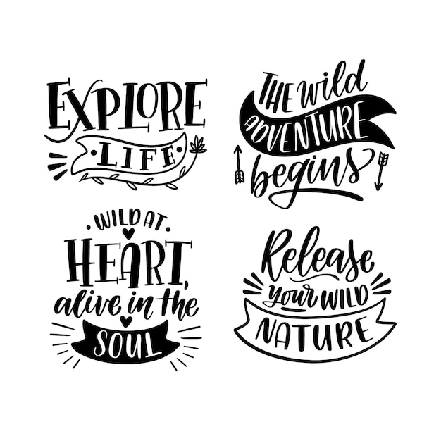 Free vector lettering stay wild stickers collection