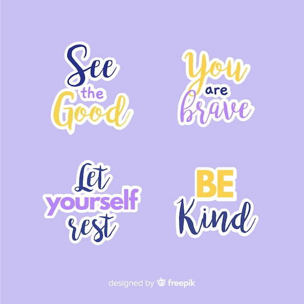 Free Vector lettering stickers with motivational quote