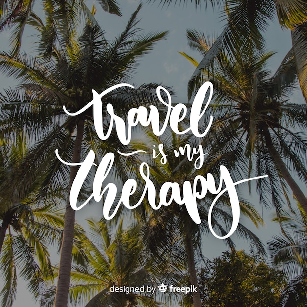 Free Vector lettering travel with photo