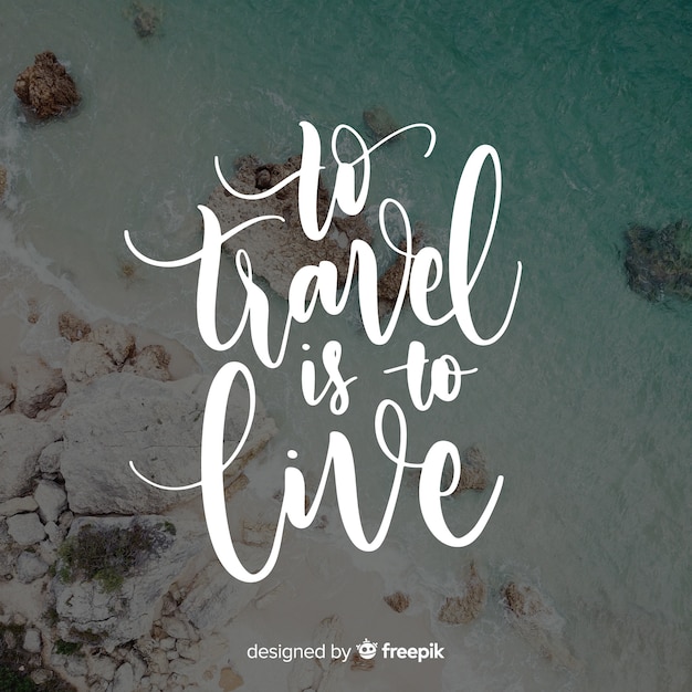 Free Vector lettering travel with photo