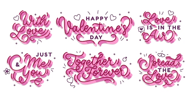 Lettering valentine's day label collection