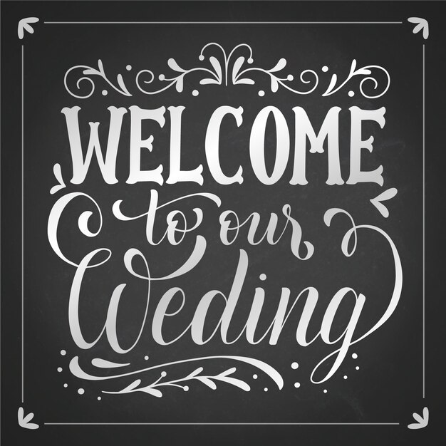 Lettering wedding on blackboard