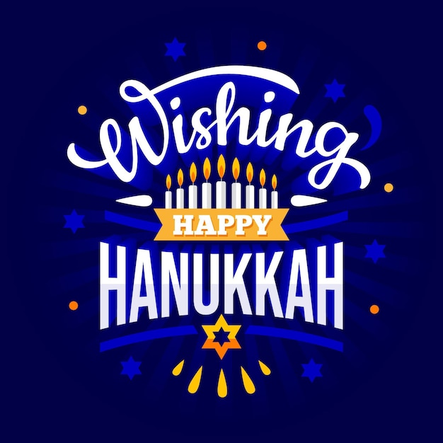 Free Vector lettering of wishing happy hanukkah