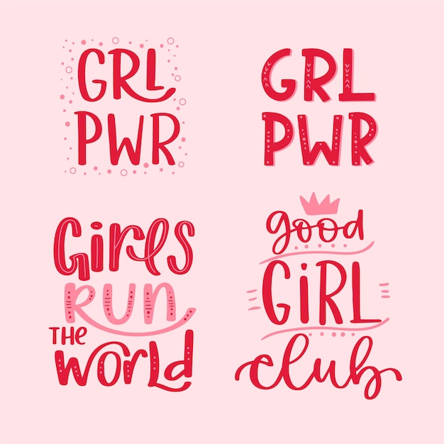 Free vector lettering women's day badge collection