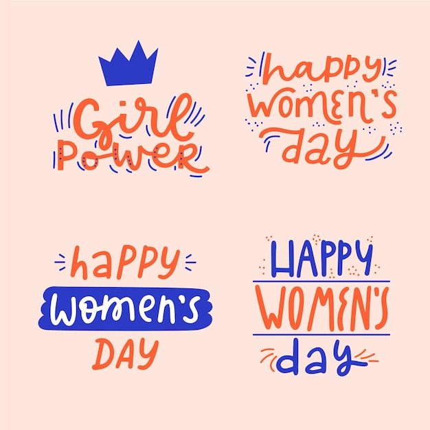 Free Vector lettering women's day badge collection