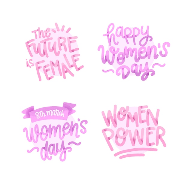 Free Vector lettering womens day badge collection