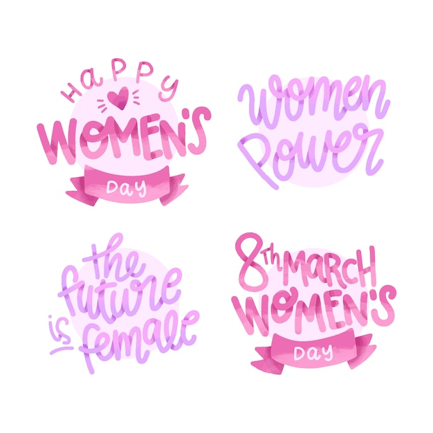 Lettering womens day badge collection