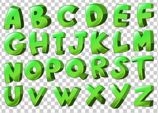 Letters of the alphabet in green color