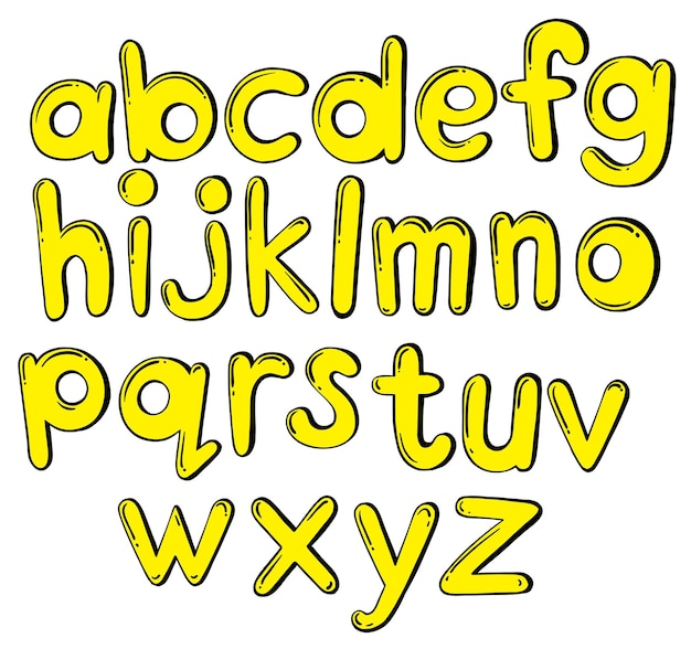 Letters of the alphabet in yellow colors