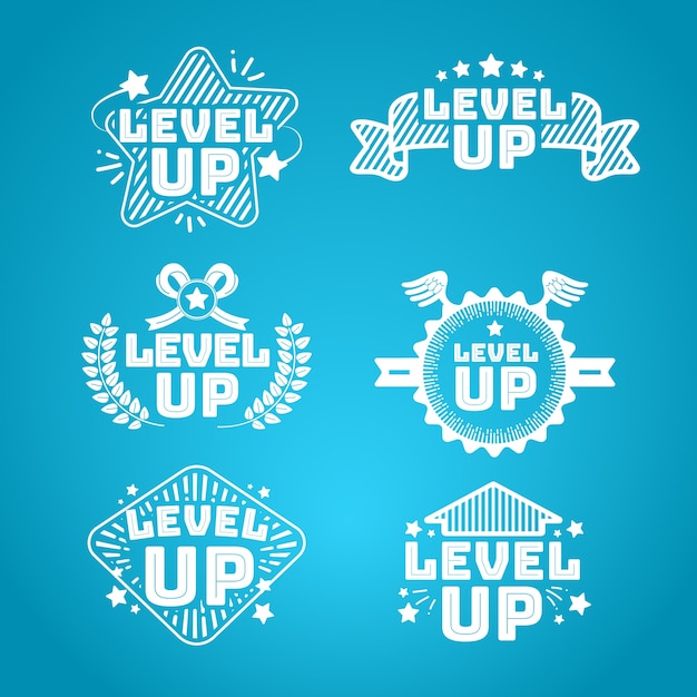 Free Vector level up label collection