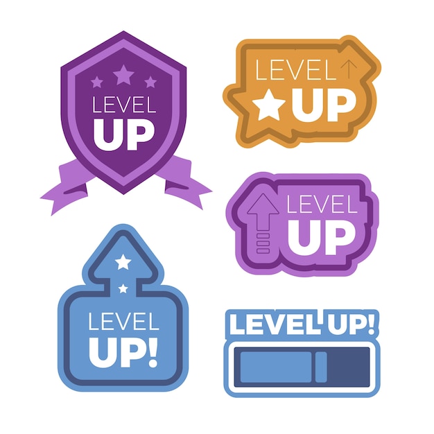 Free Vector level up label collection