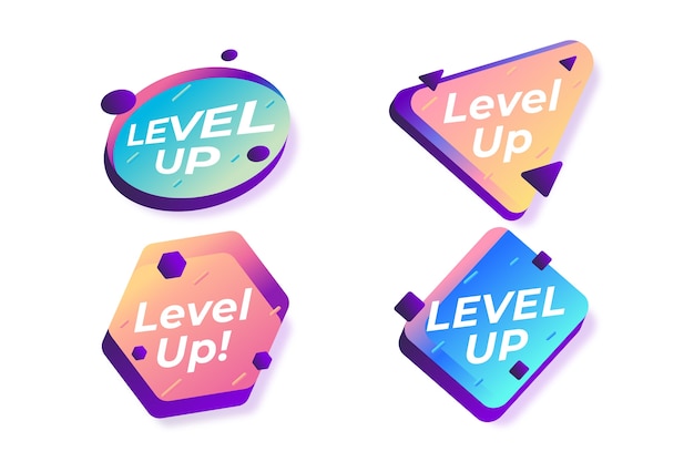 Free Vector level up label collection