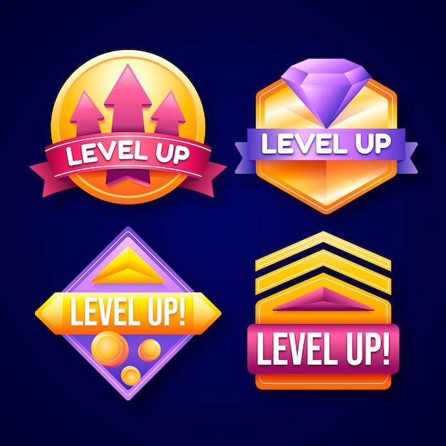 Free Vector level up label collection