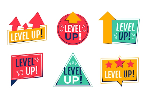 Free Vector level up label collection