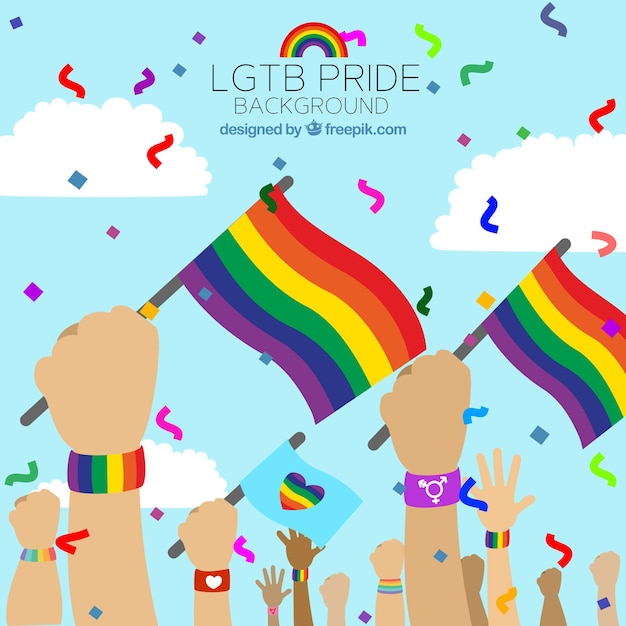 Lgbt pride background with colorful flags