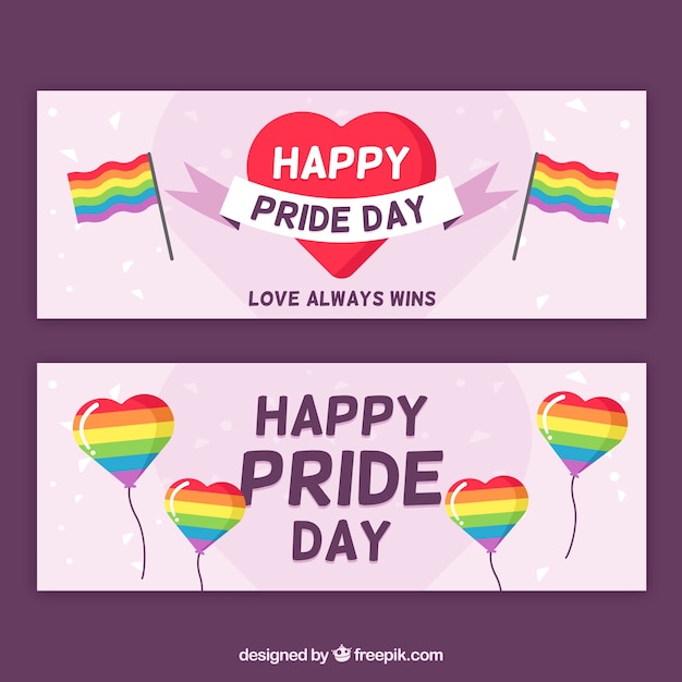 Free Vector lgbt pride banners in flat style