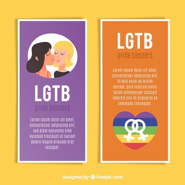 Lgbt pride banners in flat style