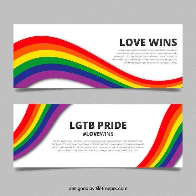 Lgbt pride banners in flat style