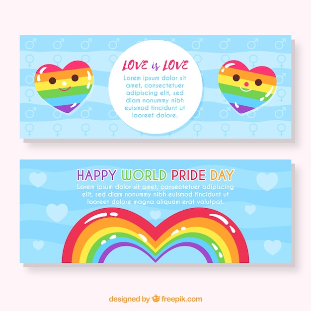 Lgbt pride banners in hand drawn style