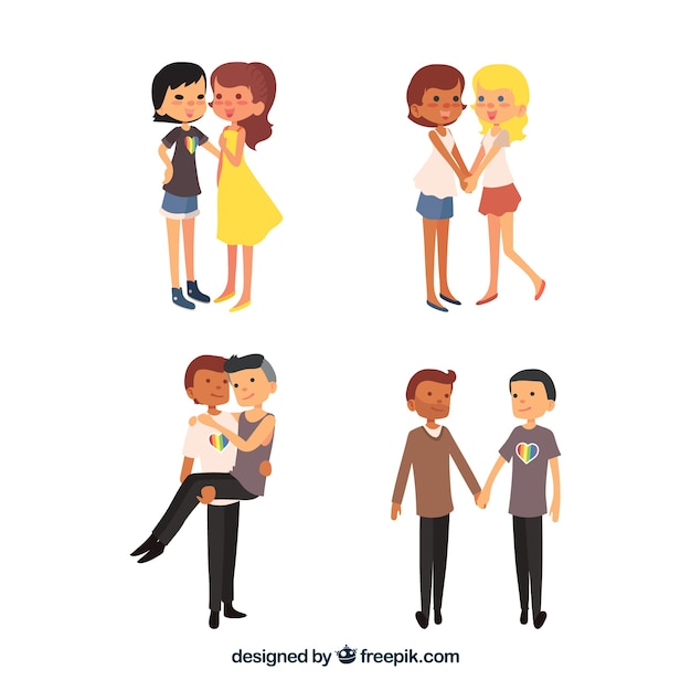 Free vector lgbt pride couples collection