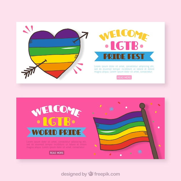 Free Vector lgtb banners with rainbow colors