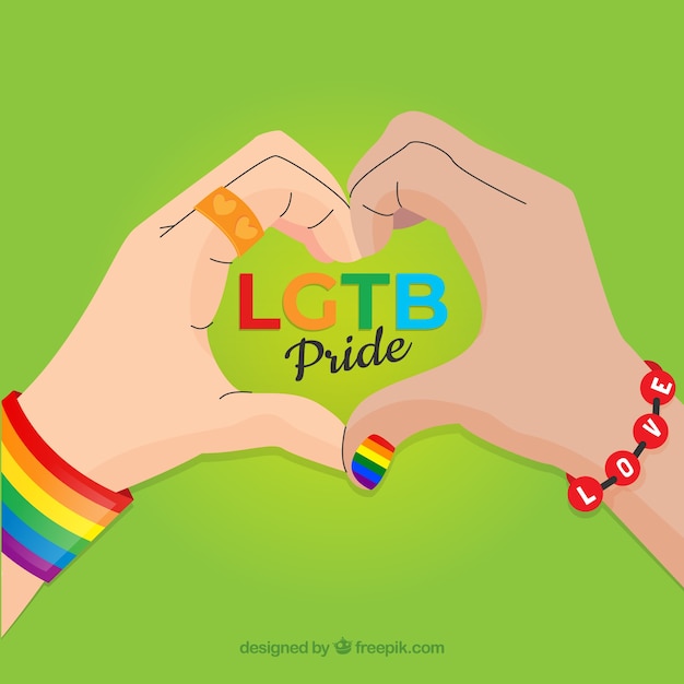 Free Vector lgtb pride background with hands forming heart