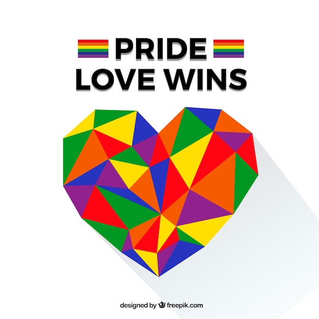 Lgtb pride background with polygonal heart