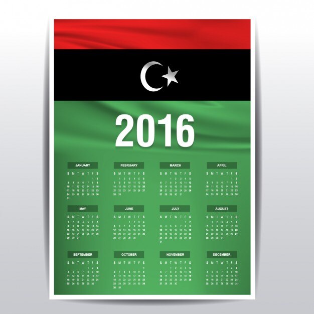 Libya calendar of 2016