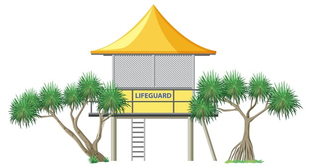 Lifeguard tower on white background