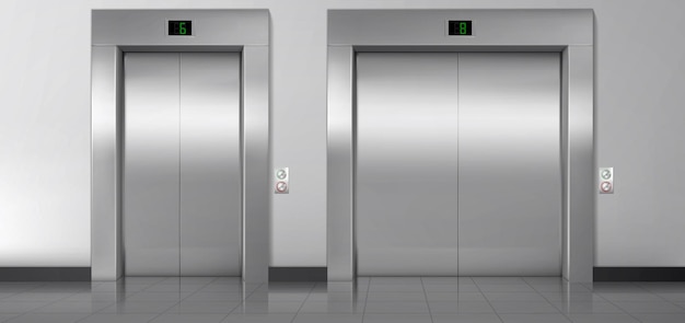 Lift doors, service and cargo closed elevators.