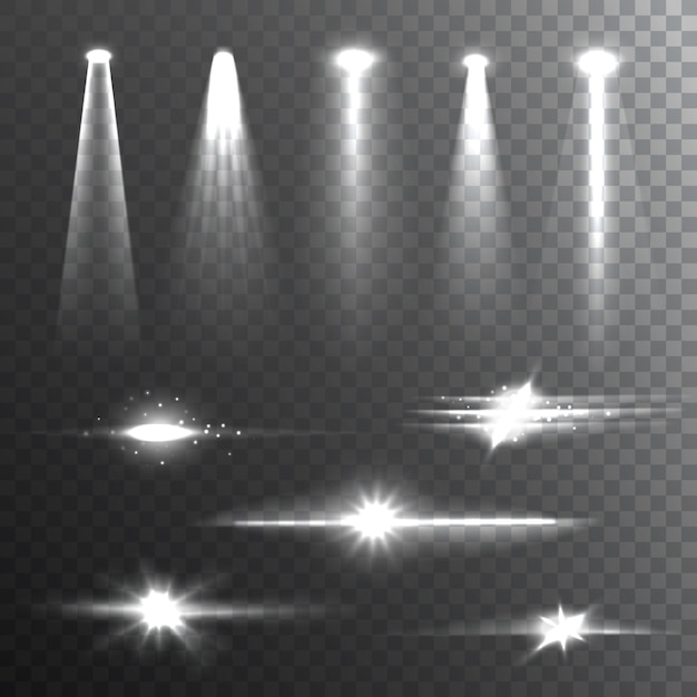 Free Vector light beams white on black composition 