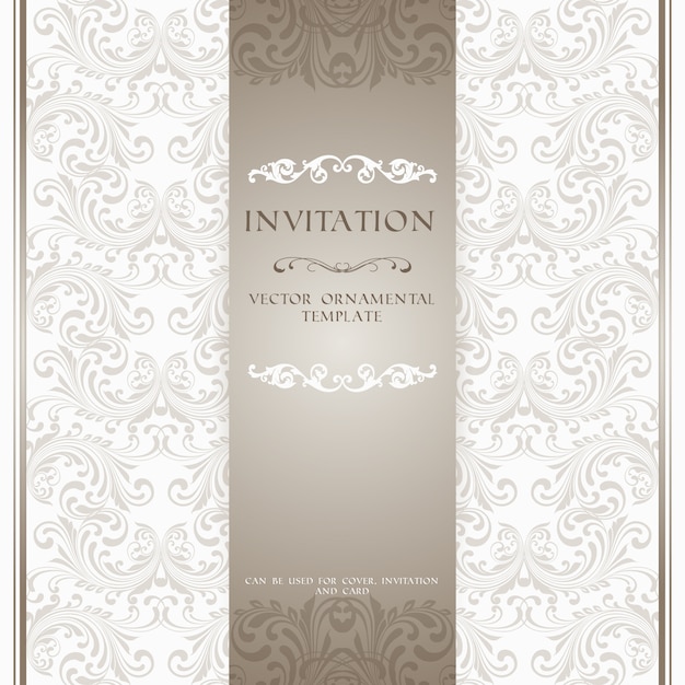 Light beige ornamental pattern invitation card or album cover template vector illustration