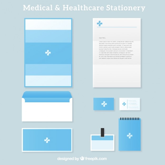 Free Vector light blue medical stationery