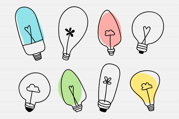 Light bulb doodle set