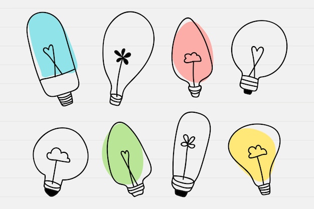 Light bulb doodle set