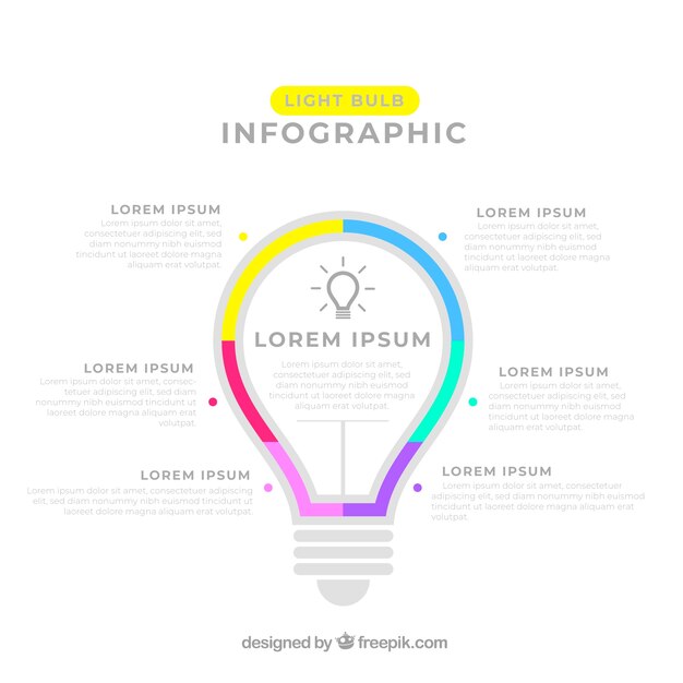 Light bulb infographic in flat design