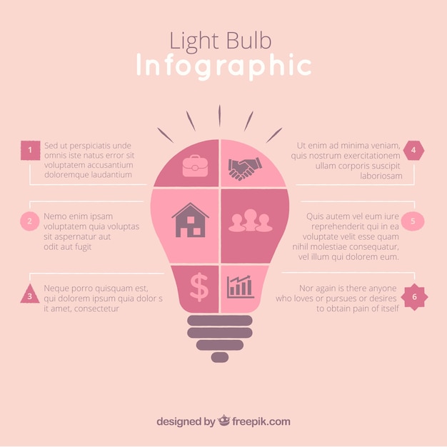 Free vector light bulb infographic in flat design