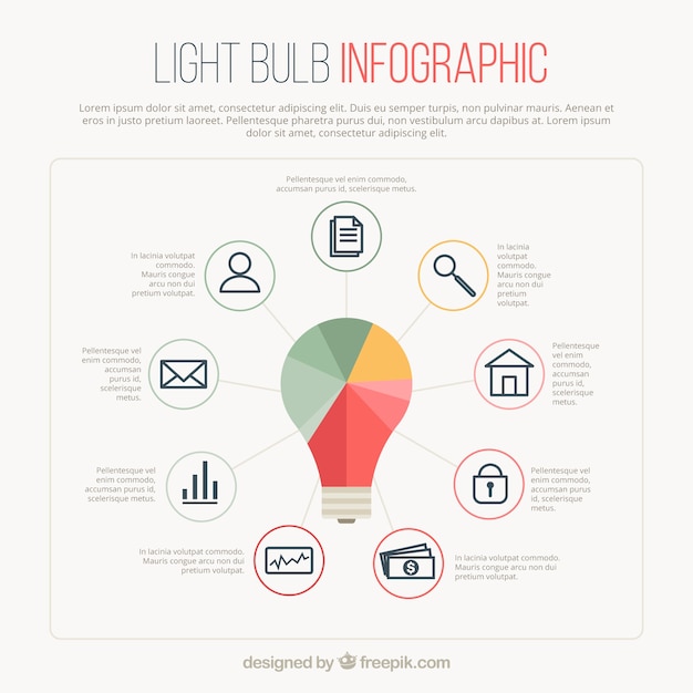 Light bulb infographic in flat style