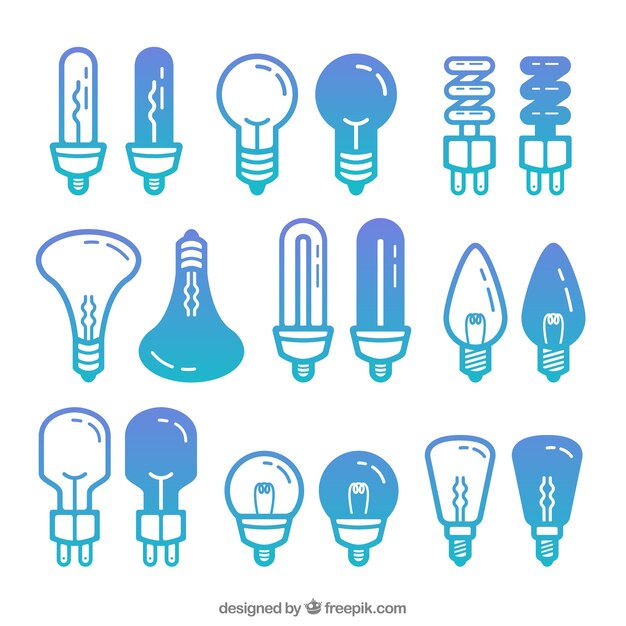 Light bulbs in blue tones