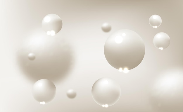 Light coloured Background with white balls blur effect 3d round spheres Geometric design elements circle ball pattern