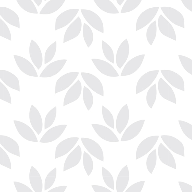 Light gray seamless leaf patterned background vector