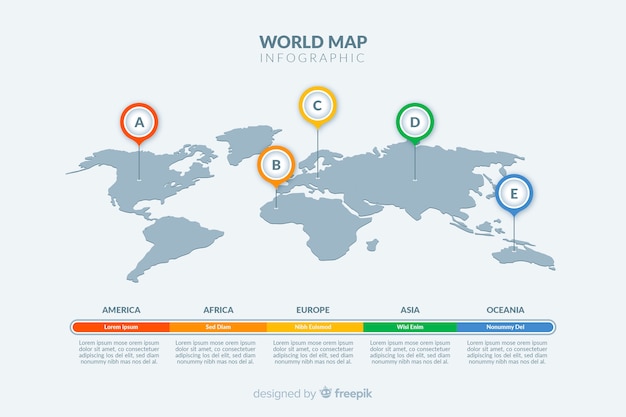 Free vector light theme world map infographic