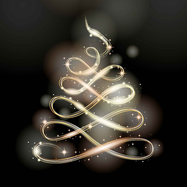 Free vector light trail christmas tree concept