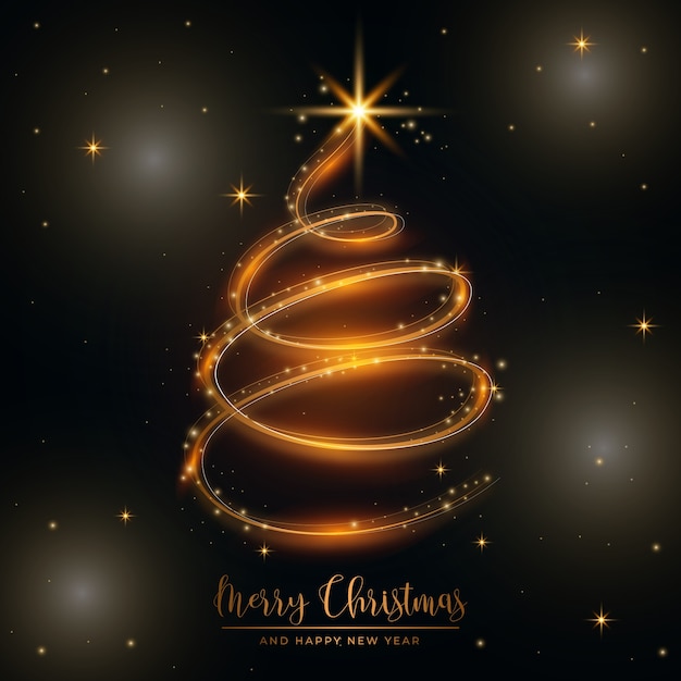 Light trail christmas tree illustration