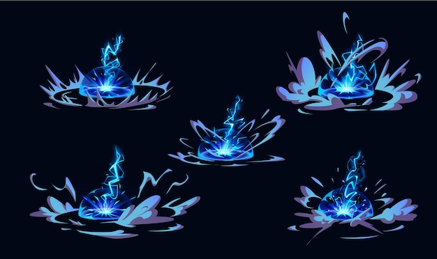 Free Vector lightning hit ground or floor with burst effect